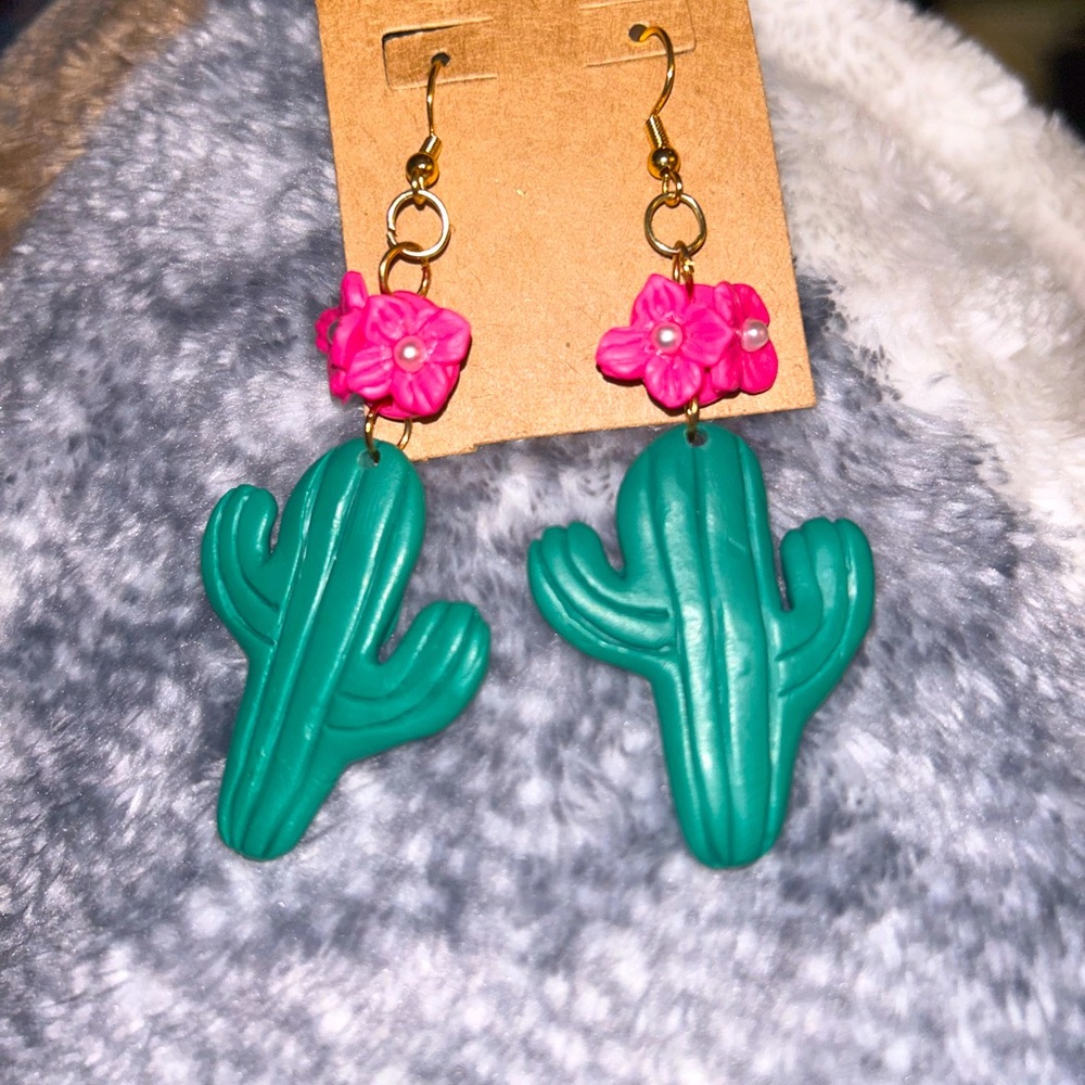 Cactus & Flower Earrings